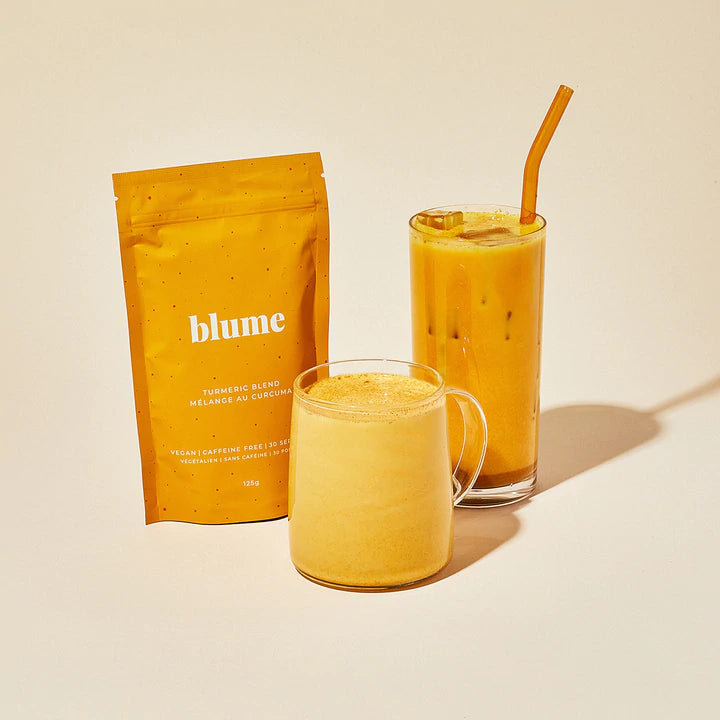 The Blume Turmeric blend can be used to make both hot and iced lattes.