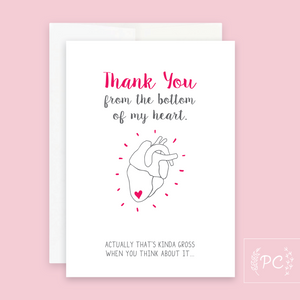 Thank You From The Bottom Of My Heart Card - Prairie Chick Prints